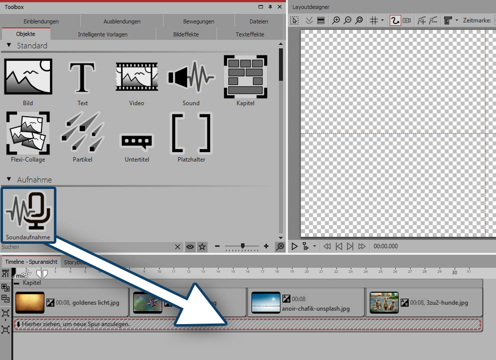 Soundaufnahme verwenden