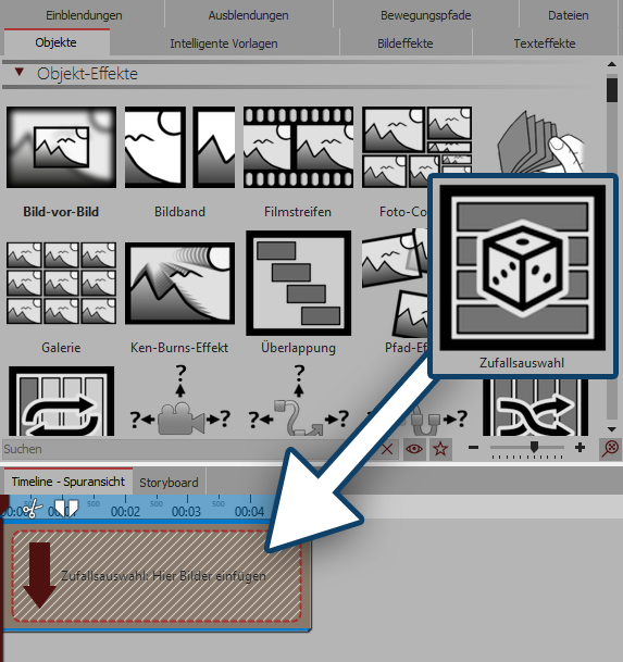 Zufallsauswahl-Effekt einfügen