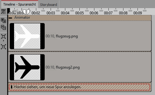 Gefüllter Animator-Effekt in der Timeline