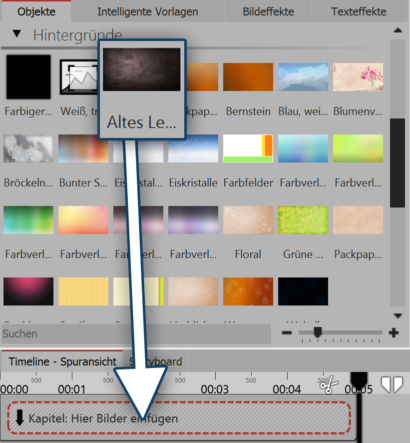 Hintergrundbild in das Kapitel ziehen