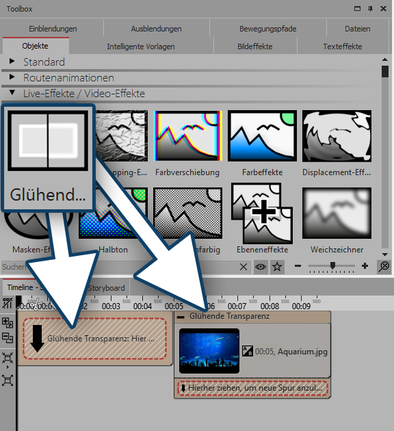 Glühende Transparenz einfügen
