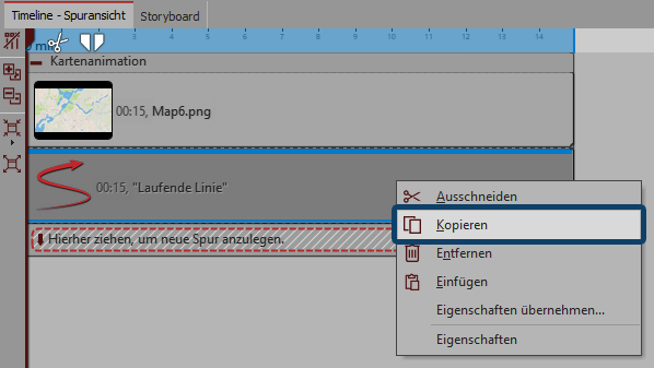Laufende Linie kopieren