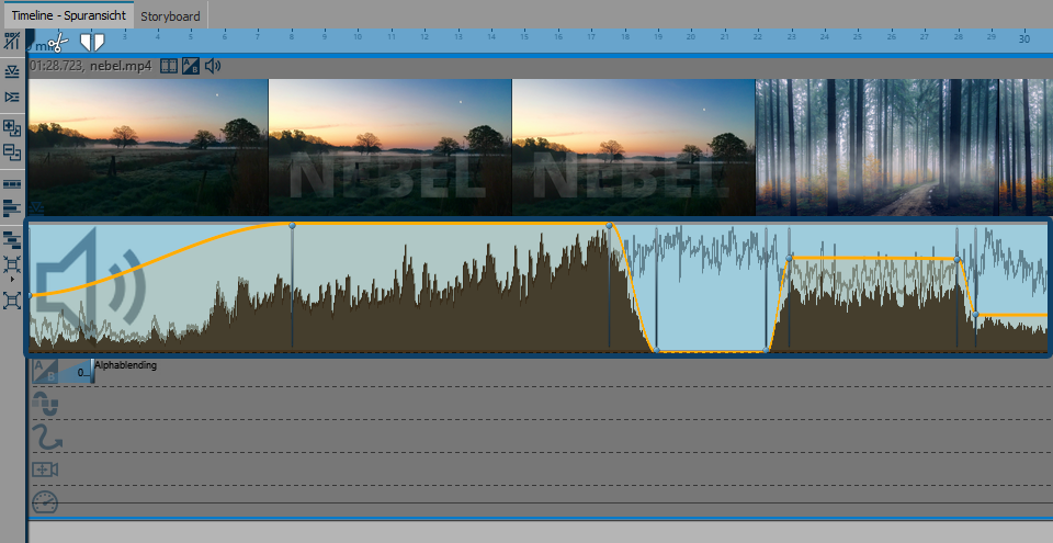 Lautstärke des Videos in Keyframe-Spur (Stages)