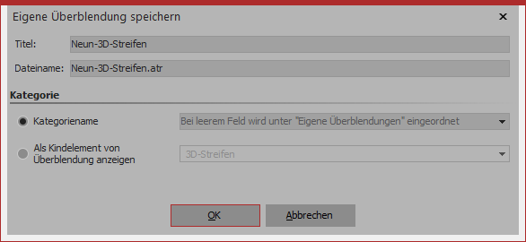 Eigene Überblendung speichern
