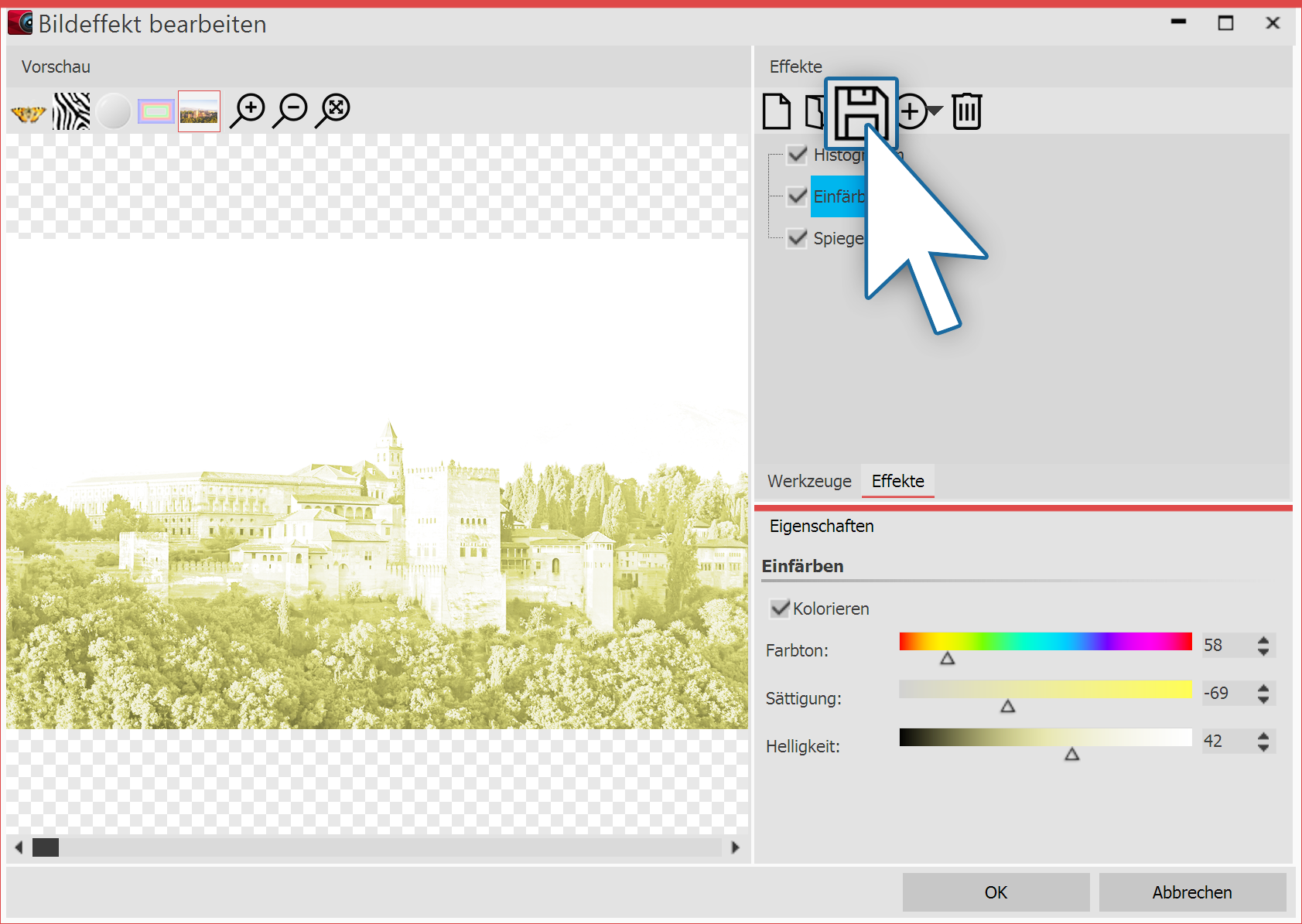 Bildeffekt im Bildeditor