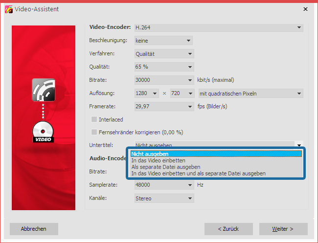 Ausgabe der Untertitel