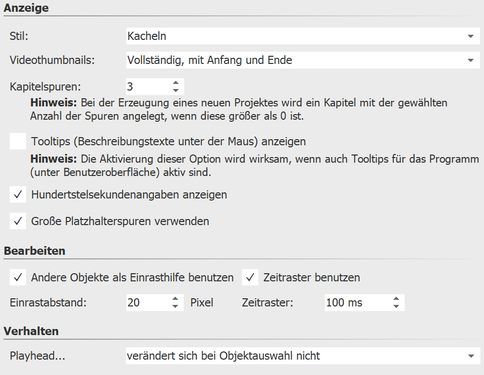 Programmeinstellungen