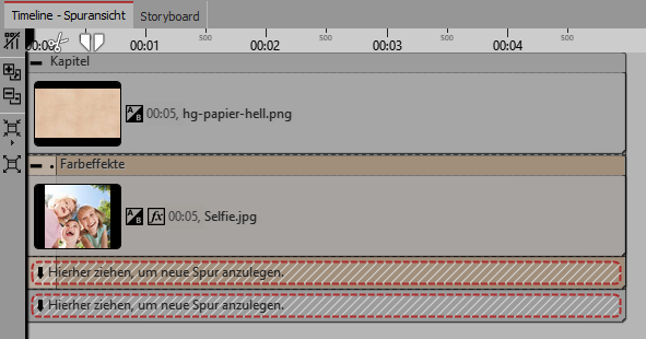 Aufbau in der Timeline