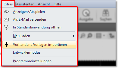Vorlagen importieren