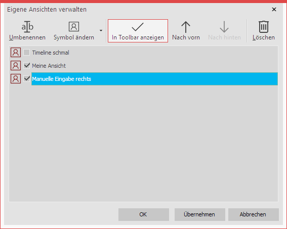 Eigene Ansichten verwalten