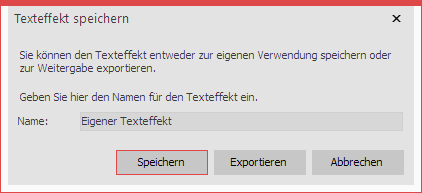 Bezeichnung für Texteffekt eingeben