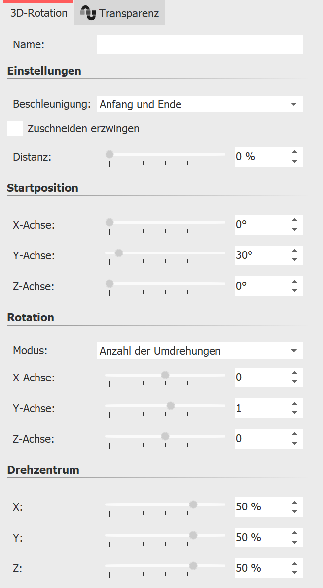 Einstellungen 3D-Streifen