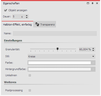 Einstellungen für den Halbton-Effekt (einfarbig)