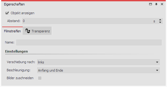 Einstellungen für Filmstreifen