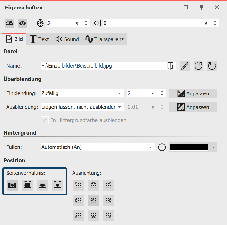 Anpassung über Bild-Eigenschaften