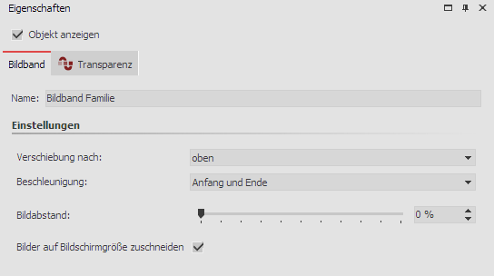 Einstellungen für den Bildband