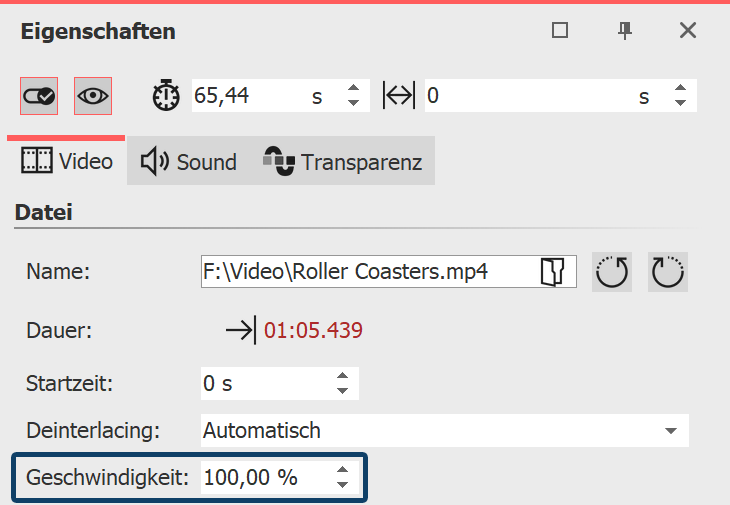 Wiedergabegeschwindigkeit ändern