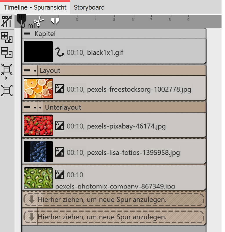 Ansicht Timeline nach Schritt 2