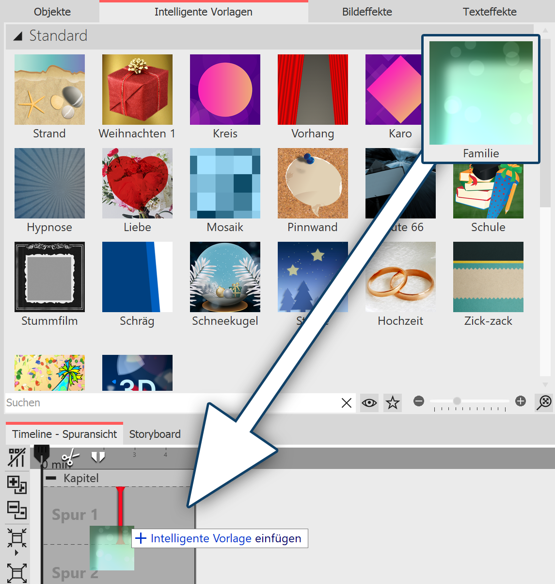 Intelligente Vorlagen in der Toolbox