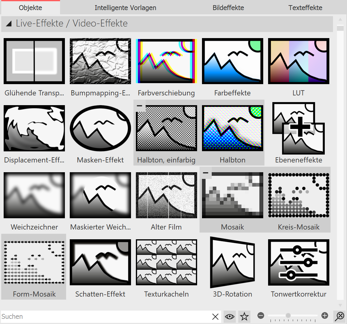 Die Live-Effekte in der Toolbox