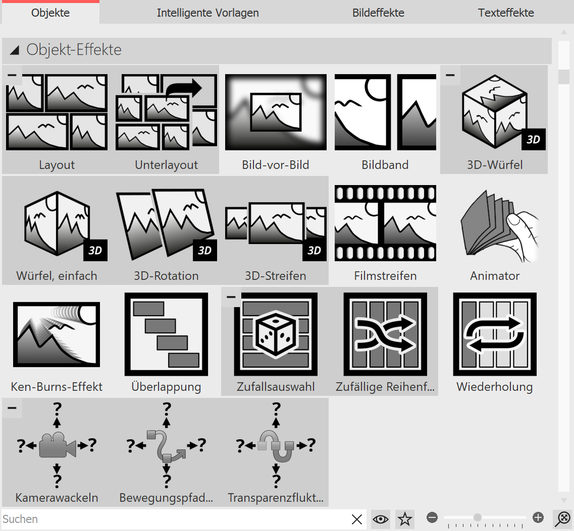 Die Objekt-Effekte in der Toolbox