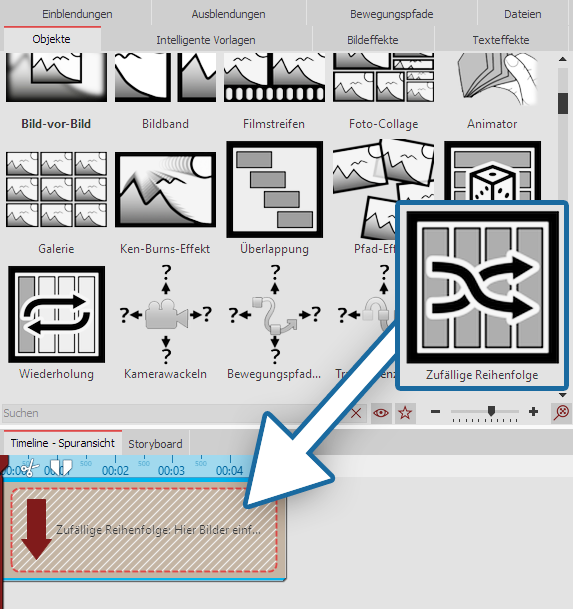 Effekt "Zufällige Reihenfolge" einfügen