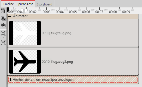 Gefüllter Animator-Effekt in der Timeline