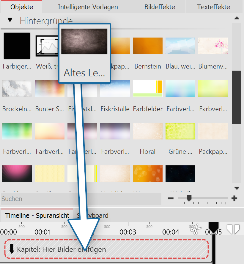 Hintergrundbild in das Kapitel ziehen