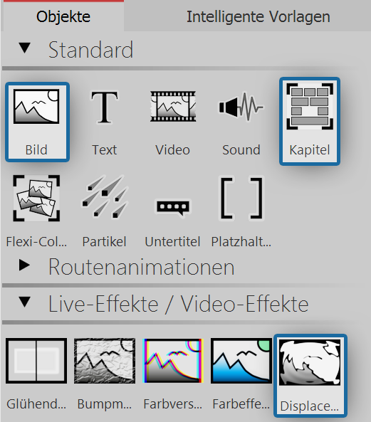 Objekte nacheinander in die Timeline ziehen