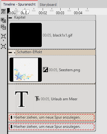 Aufbau in der Timeline