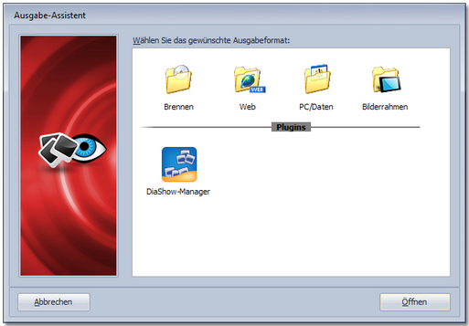 Startansicht des Ausgabe-Assistenten