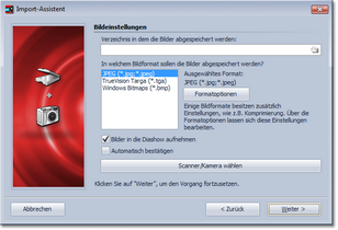 Auswahl der Bildeinstellungen