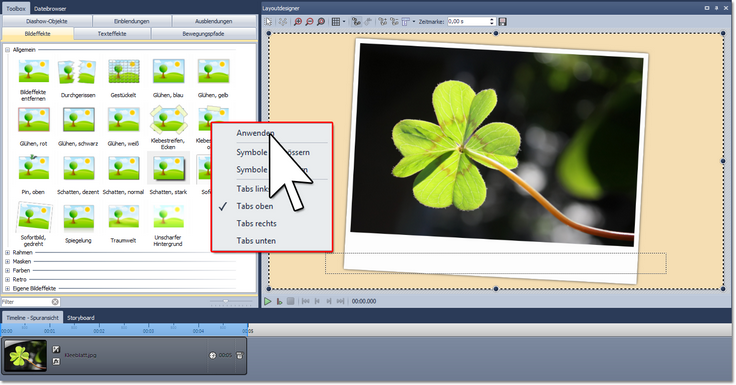 Hinzufügen von Bildeffekt über Kontextmenü