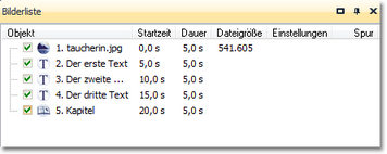 Mehrere Texte mit Kapitel in der Bilderliste