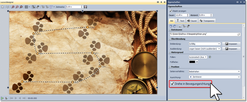Ansicht Layoutdesigner und Eigenschaften