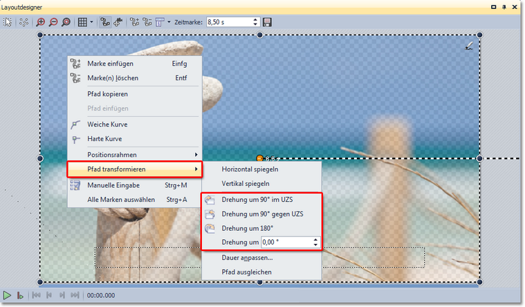 Drehung des gesamten Bewegungspfades