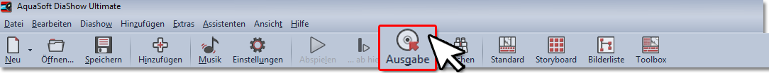 Ausgabe-Assistent in der Toolbar