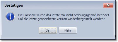 Nicht gespeicherte Show wiederherstellen