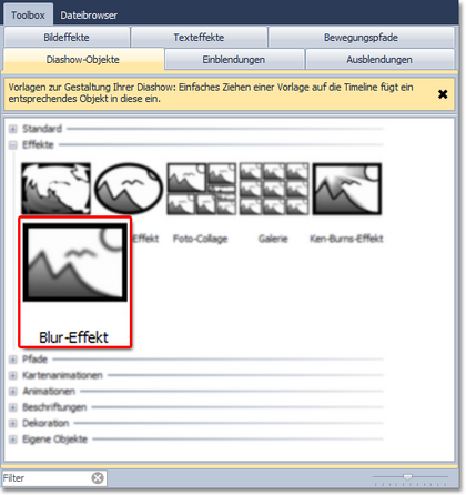 Blur-Effekt in der Toolbox