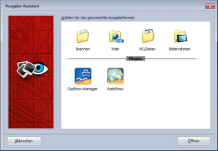 Startansicht des Ausgabe-Assistenten