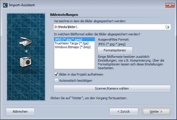 Auswahl der Bildeinstellungen