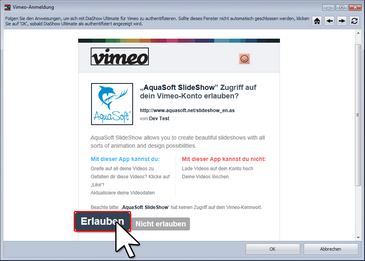 Vimeo Zugriff erlauben