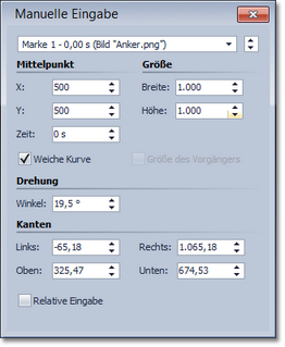 Manuelle Eingabe des Winkels