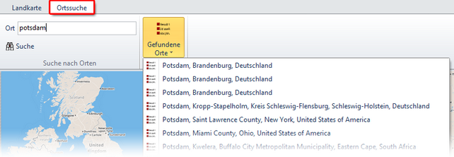 Suche im Kartenassistent