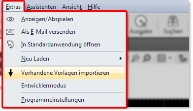 Vorlagen importieren