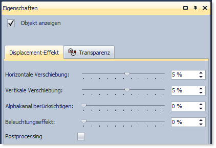 Einstellungen für Displacement-Effekt