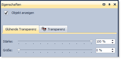 Einstellungen für Größe und Stärke