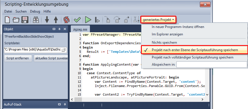 Scripting-Entwicklungsumgebung