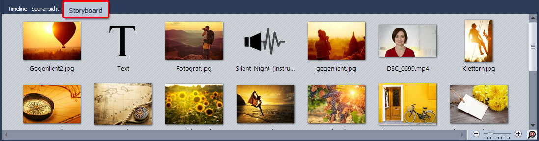 Storyboard-Ansicht in der Timeline