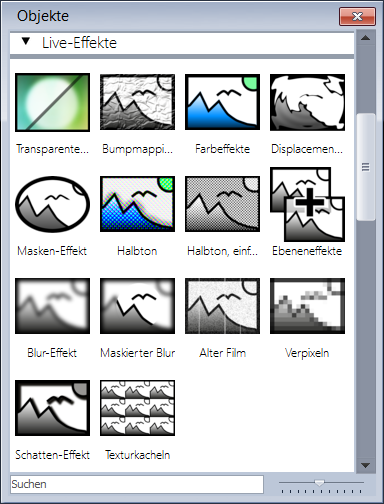 Die Live-Effekte in der Toolbox